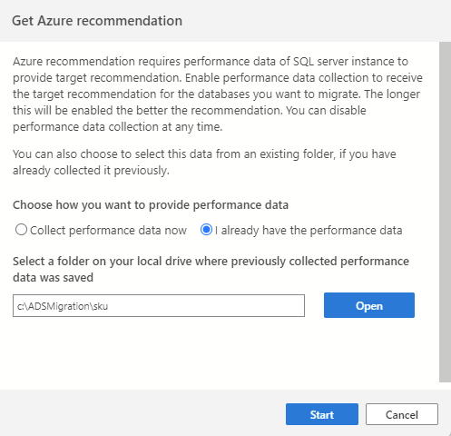 Captura de pantalla que muestra el panel para importar datos de rendimiento de una recomendación de SKU