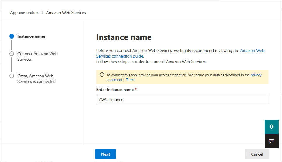 Nombre del conector de auditoría de AWS.