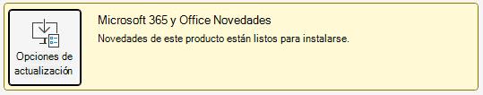 Captura de pantalla de una notificación que indica que las actualizaciones de Microsoft 365 y Office están listas para instalarse.