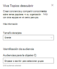 Captura de pantalla del panel de edición de la tarjeta Detección de temas.