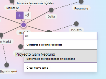 Captura de pantalla del selector de temas en temas relacionados.