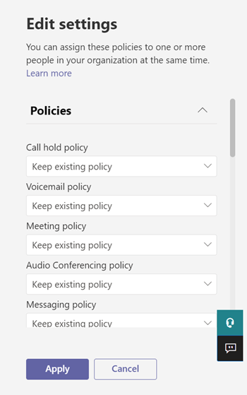 Captura de pantalla del panel Editar configuración en Administrar usuarios.