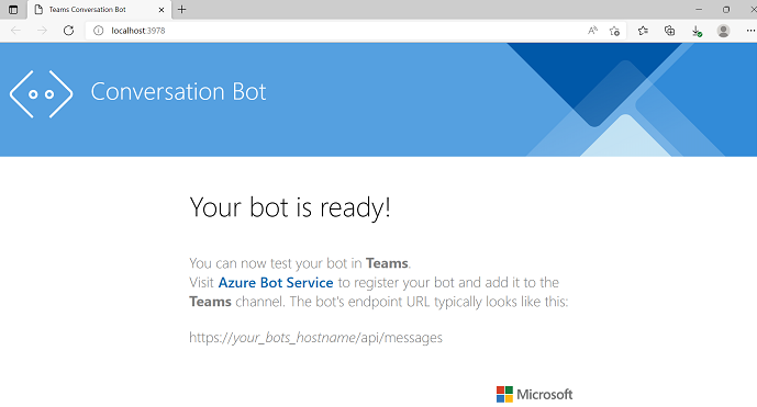 Captura de pantalla que muestra la pantalla Lista para bots.