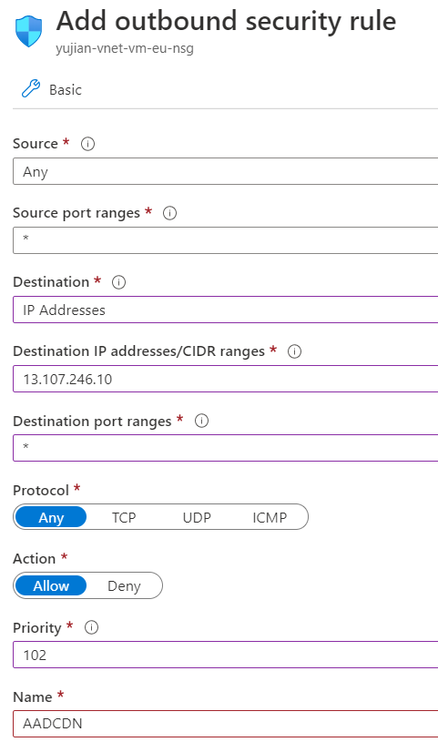 Captura de pantalla que muestra la regla de Azure A D Content Delivery Network.