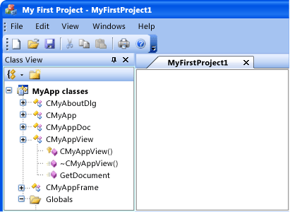 MyApp como se representa en CMFCVisualManagerOffice2003.