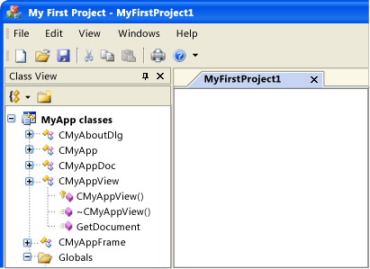 MyApp como se representa en CMFCVisualManagerOfficeXP.