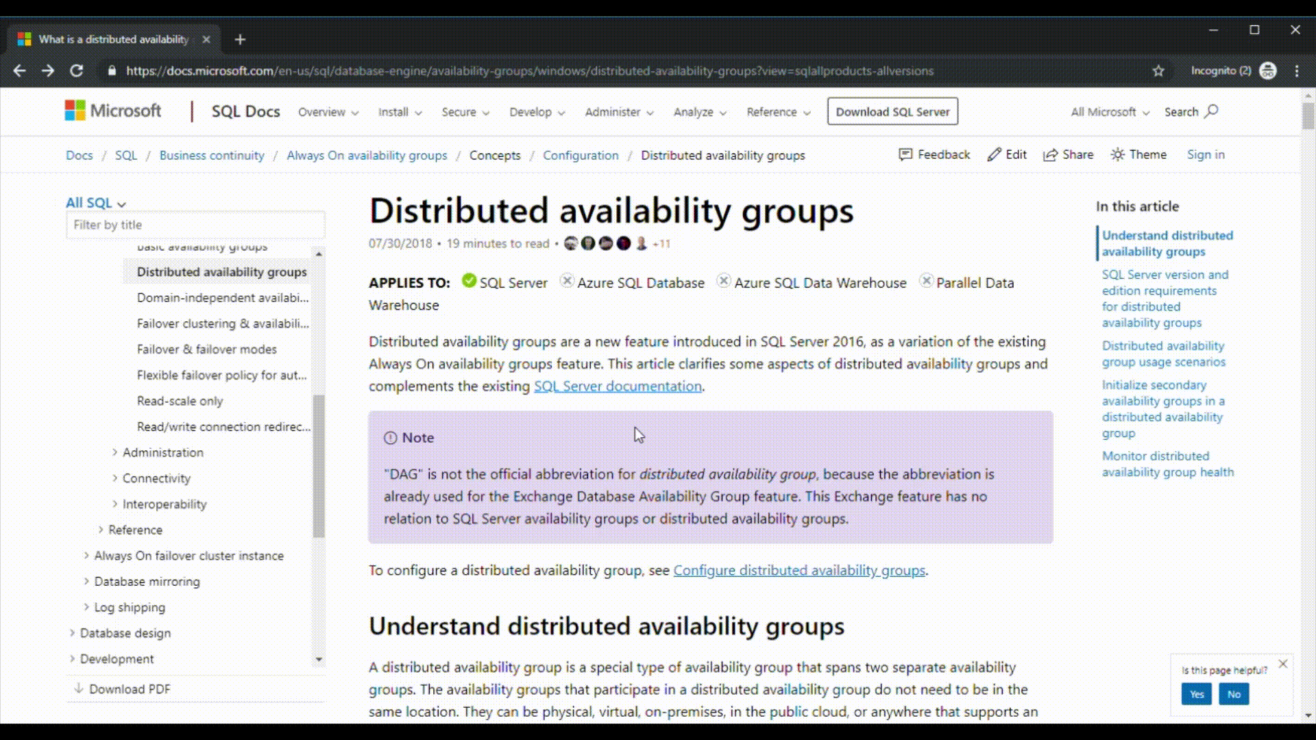 Captura de pantalla de las rutas de navegación de Documentos SQL