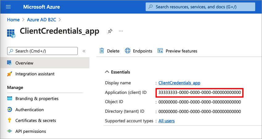 La captura de pantalla muestra cómo obtener la aplicación I D.
