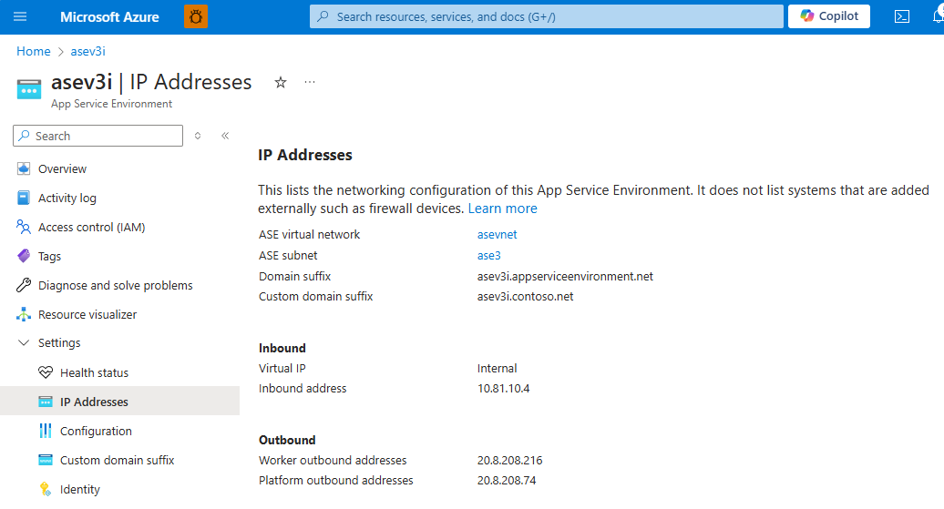 Recorte de pantalla que muestra los detalles sobre las direcciones IP.