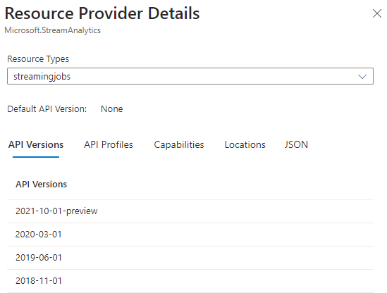 Captura de pantalla de los detalles del proveedor de recursos en Azure Portal.