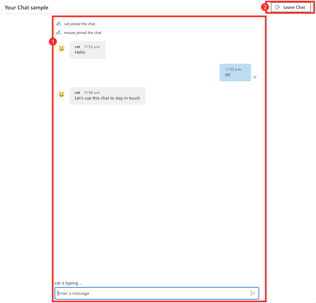 Captura de pantalla que muestra la pantalla principal de la aplicación de ejemplo.
