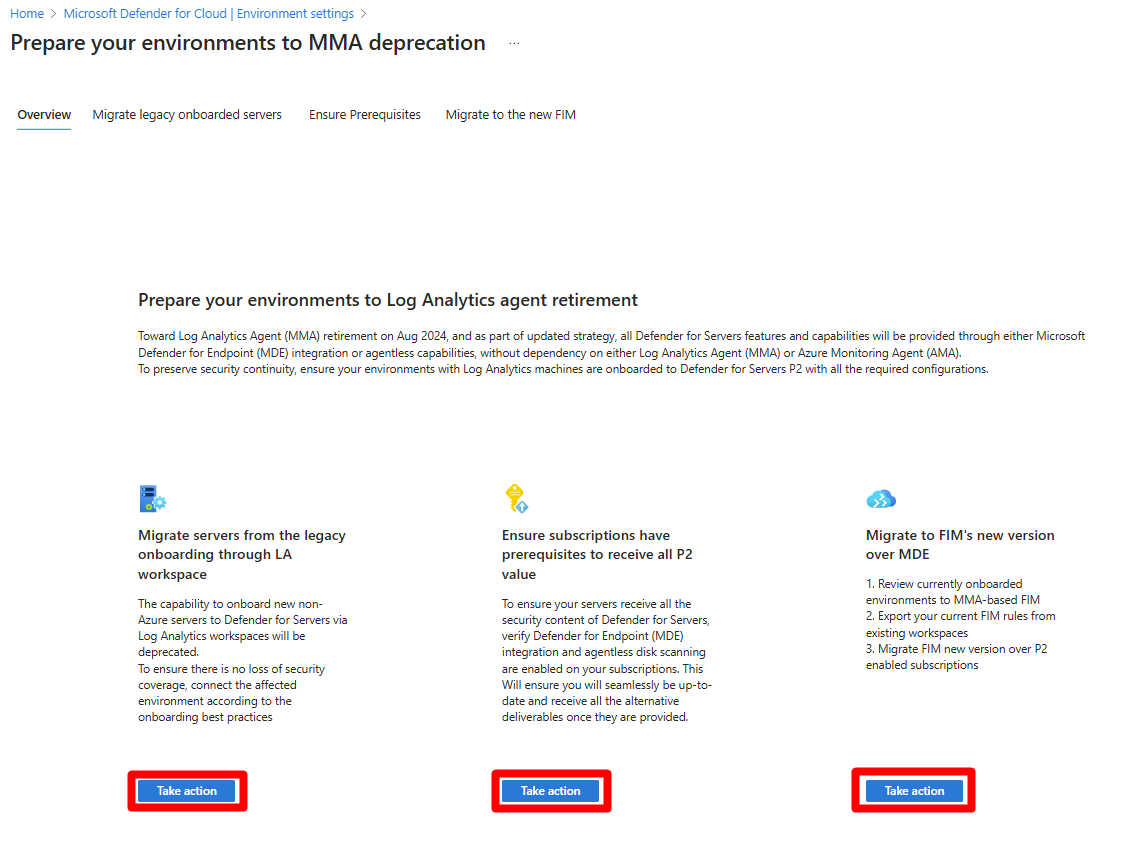 Captura de pantalla que muestra dónde se encuentra el botón de realizar acción para todas las opciones.