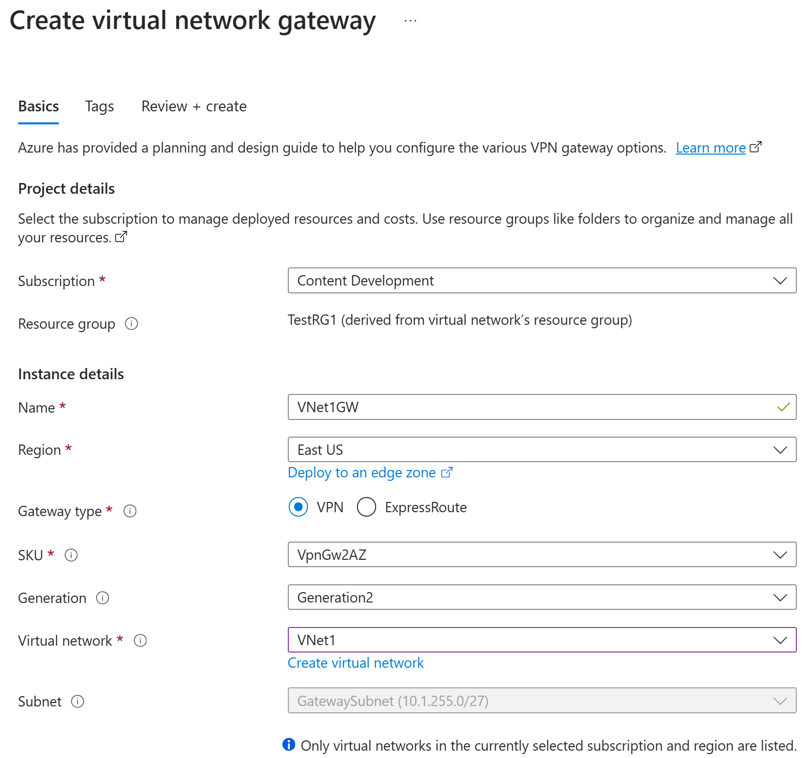 Captura de pantalla que muestra los campos Instancia.