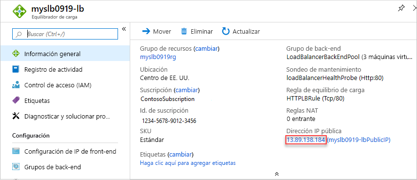 IP pública de la plantilla de Resource Manager de Azure Standard Load Balancer