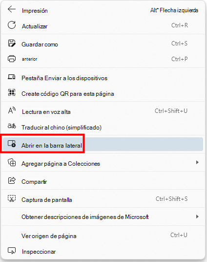 Selecciona Abrir en la barra lateral, en Configuración, y más.