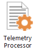 Icono de un procesador de telemetría con un engranaje.