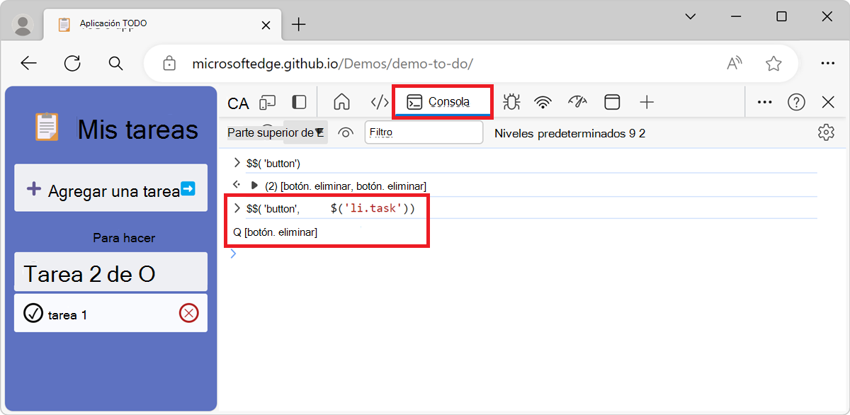El resultado de $$('button', $('li.task'))