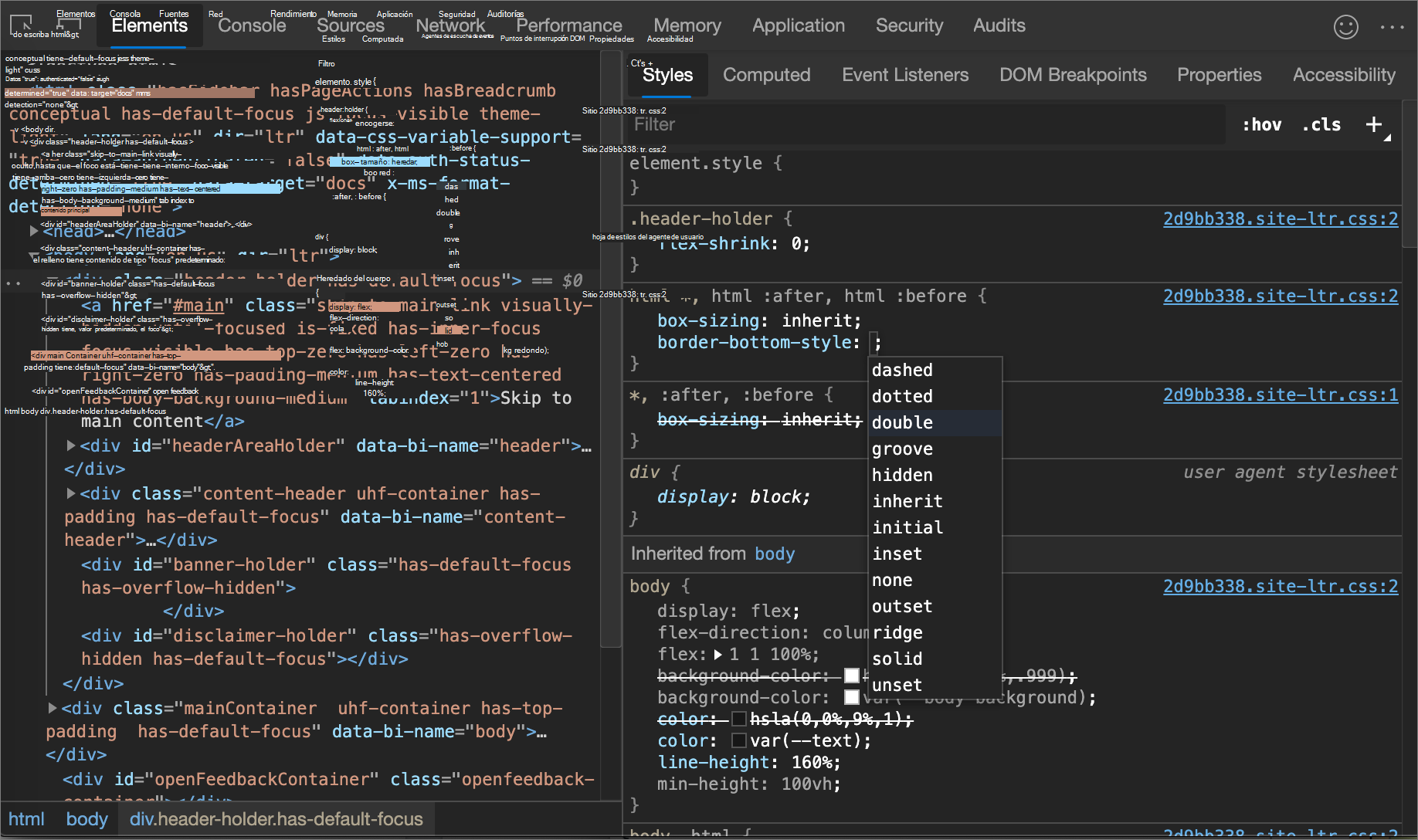 Cambio del valor de una declaración