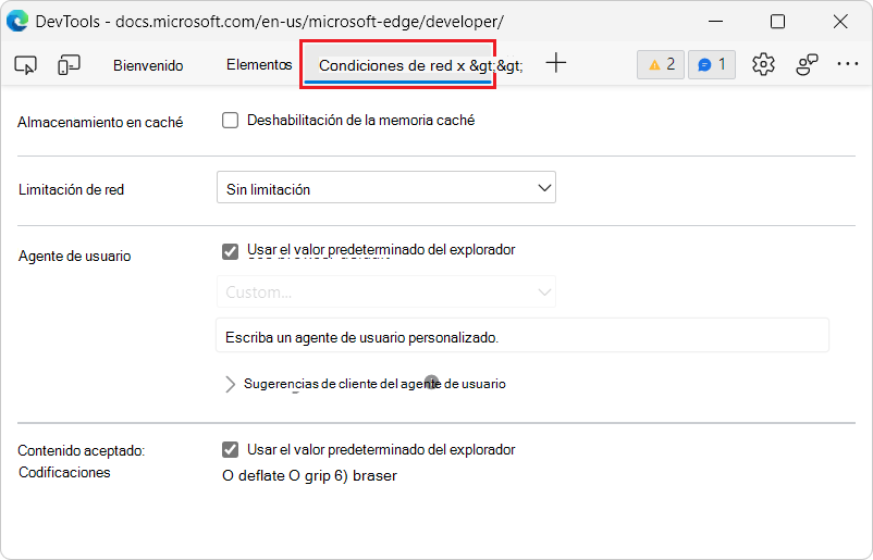 Herramienta Condiciones de red