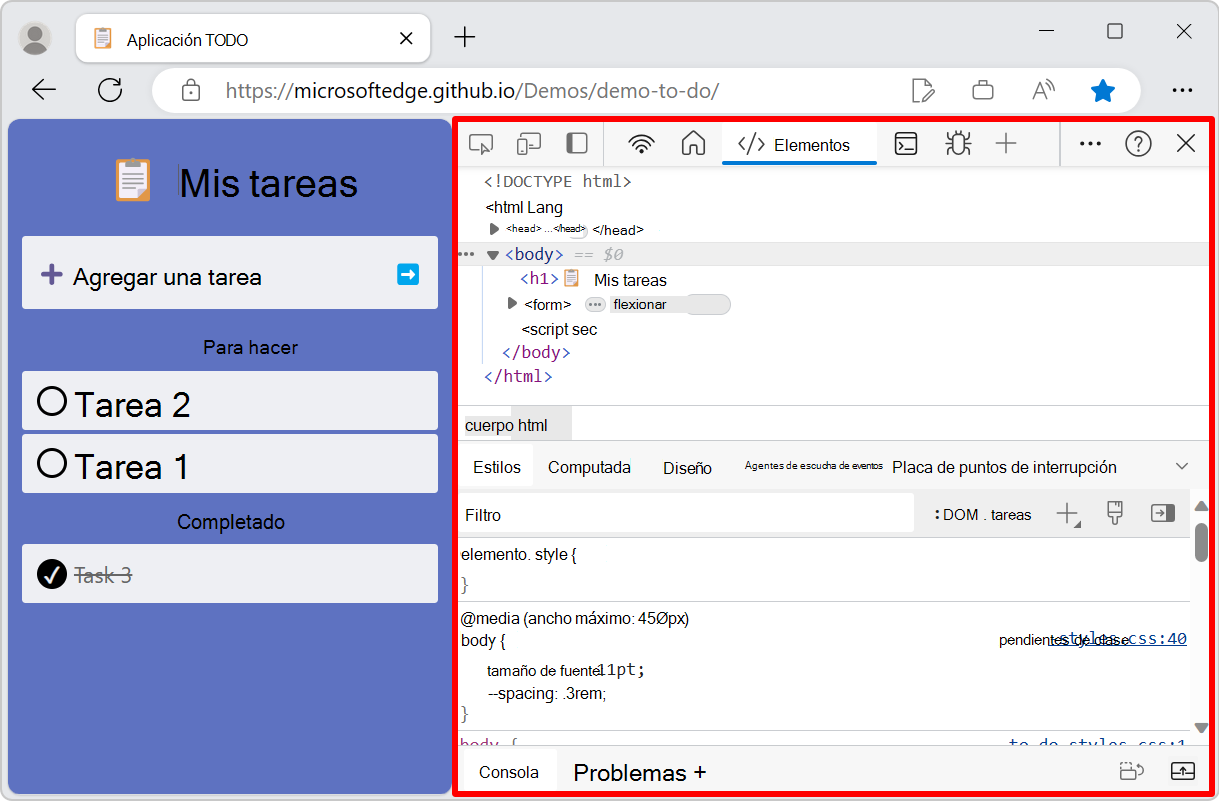 DevTools acoplado a la derecha