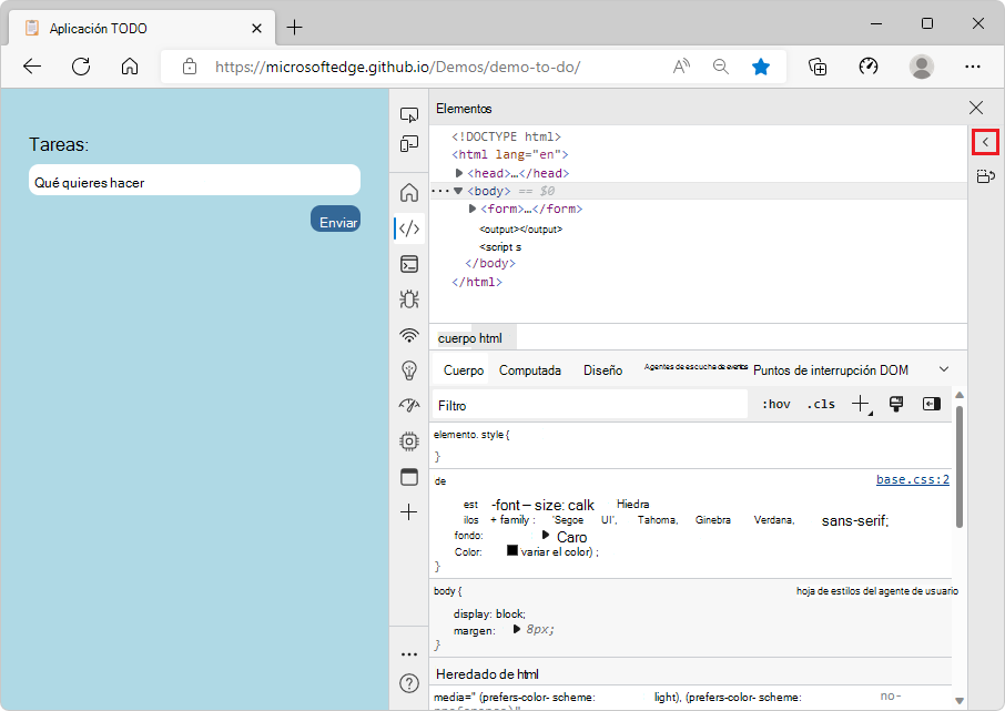 Minimizar la vista rápida