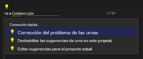 Opciones de corrección rápida