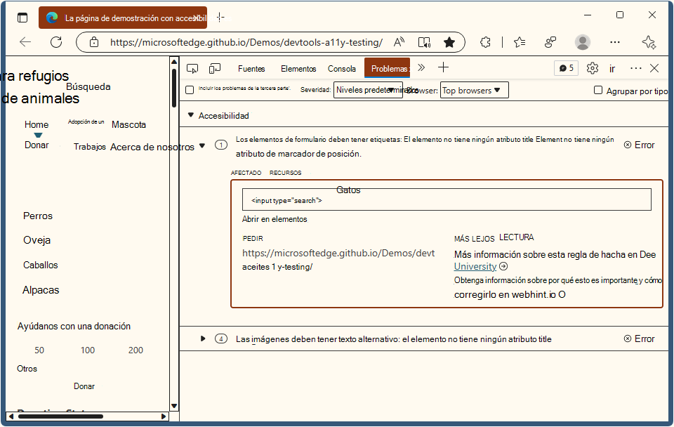 La herramienta Problemas con el tema de contraste Del desierto aplicado