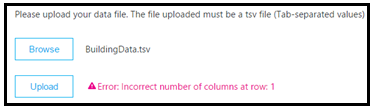 Ejemplo de cuadro de diálogo que muestra un error de carga de datos de compilación.