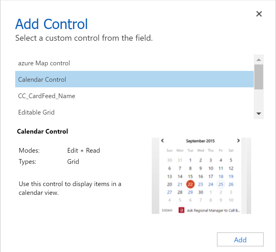 Captura de pantalla de la configuración del componente de código de Data Set Grid.