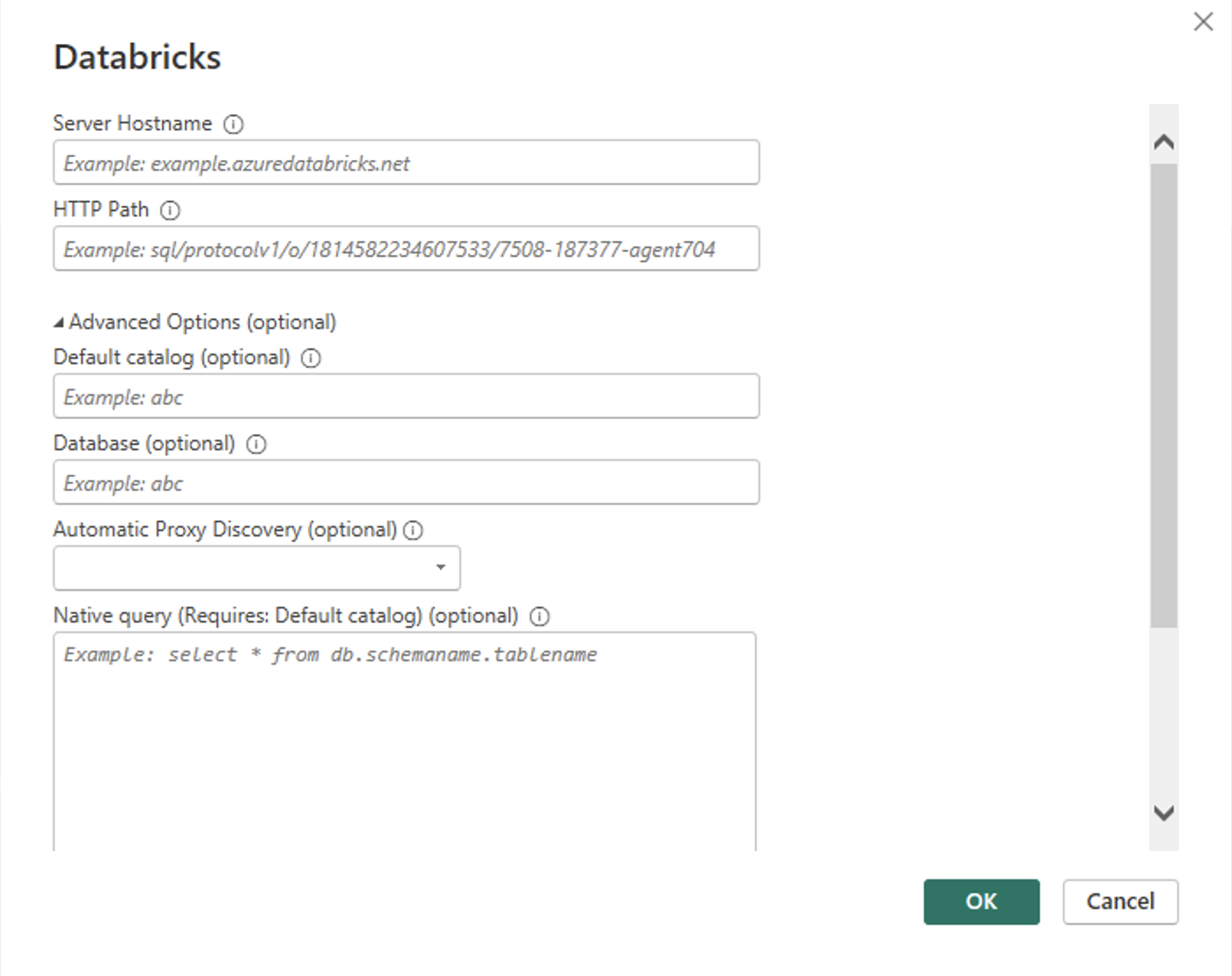 Especifique su Databricks SQL Warehouse.