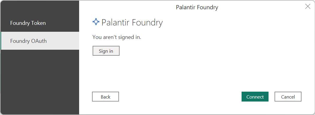 Captura de pantalla de la autenticación Palantir Foundry.
