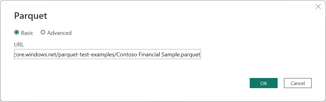 Captura de pantalla con la opción Básico seleccionada y la ubicación de la base de datos en el cuadro de texto URL.