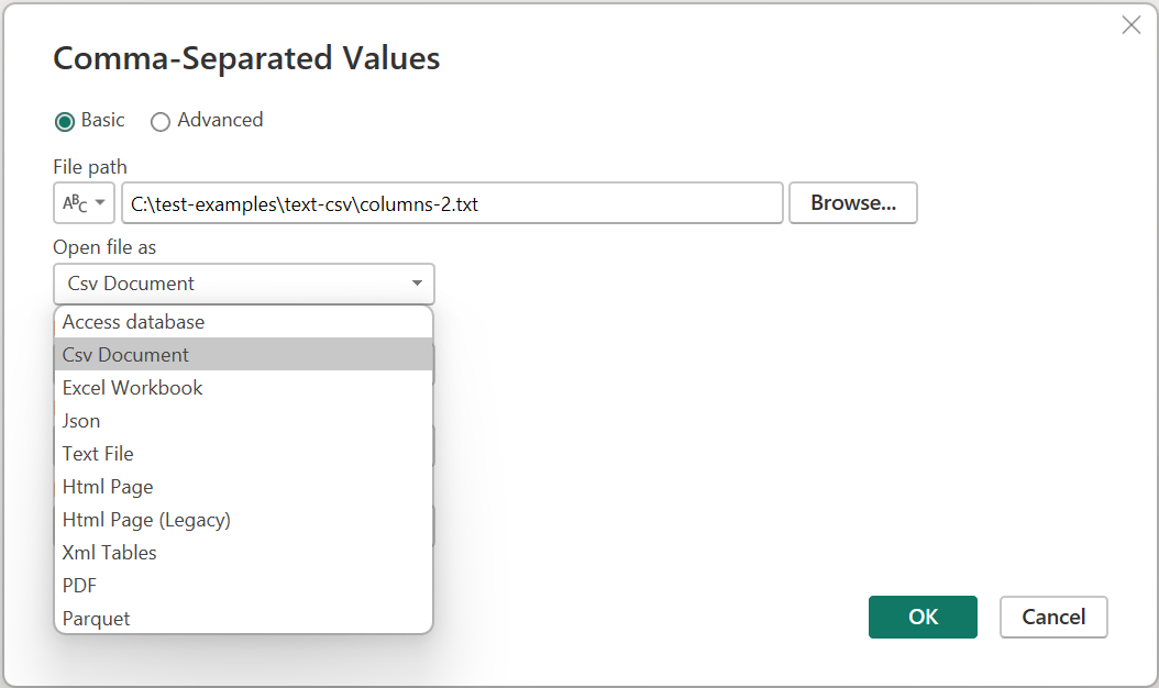 Cambiar el tipo de archivo.