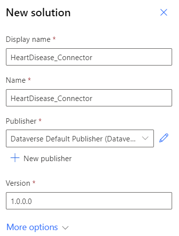 Captura de pantalla sobre cómo crear una solución para almacenar el conector personalizado.