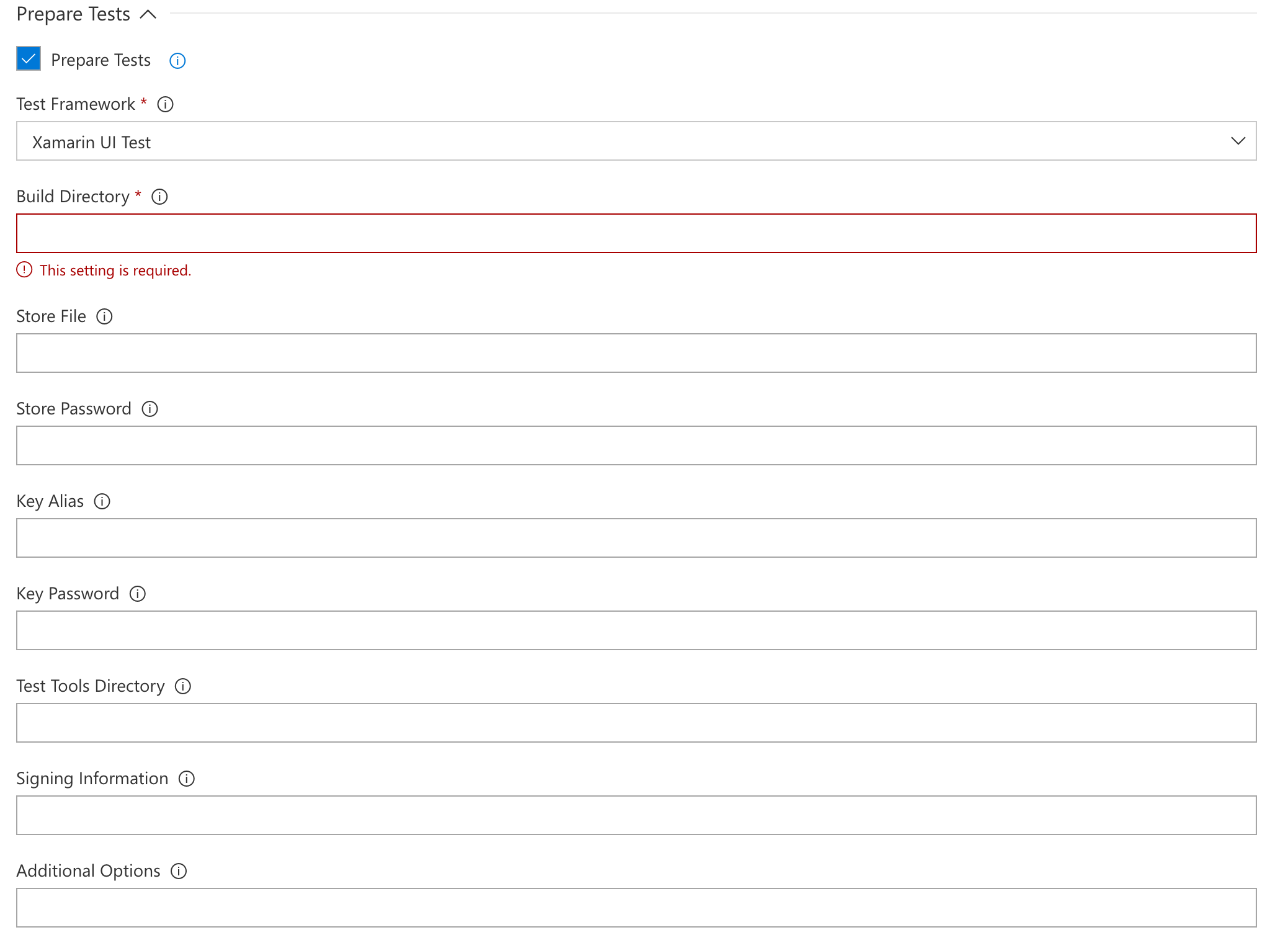 Sección Preparación de pruebas para el marco de Xamarin.UITest