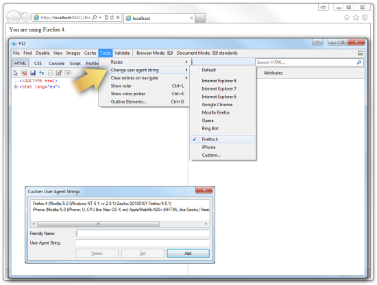 You Can Change the Internet Explorer User Agent String on the Fly and Even Add Your Own Strings, Including Those for Mobile Browsers