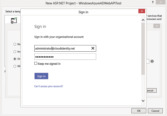 Account Sign in Authentication Prompt