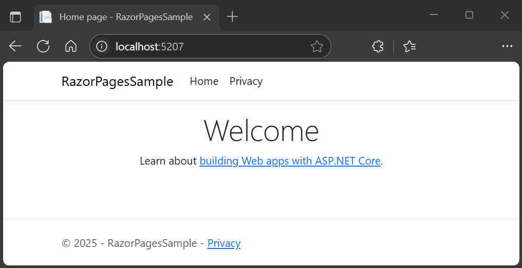 Página principal de la aplicación web