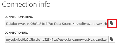 Image showing connection string and U R L