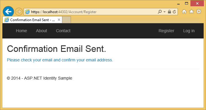 Image showing email sent confirmation