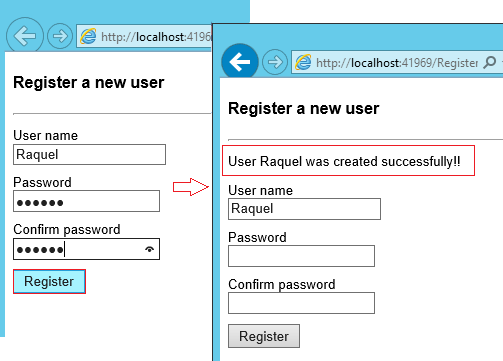 Image successful new user registration