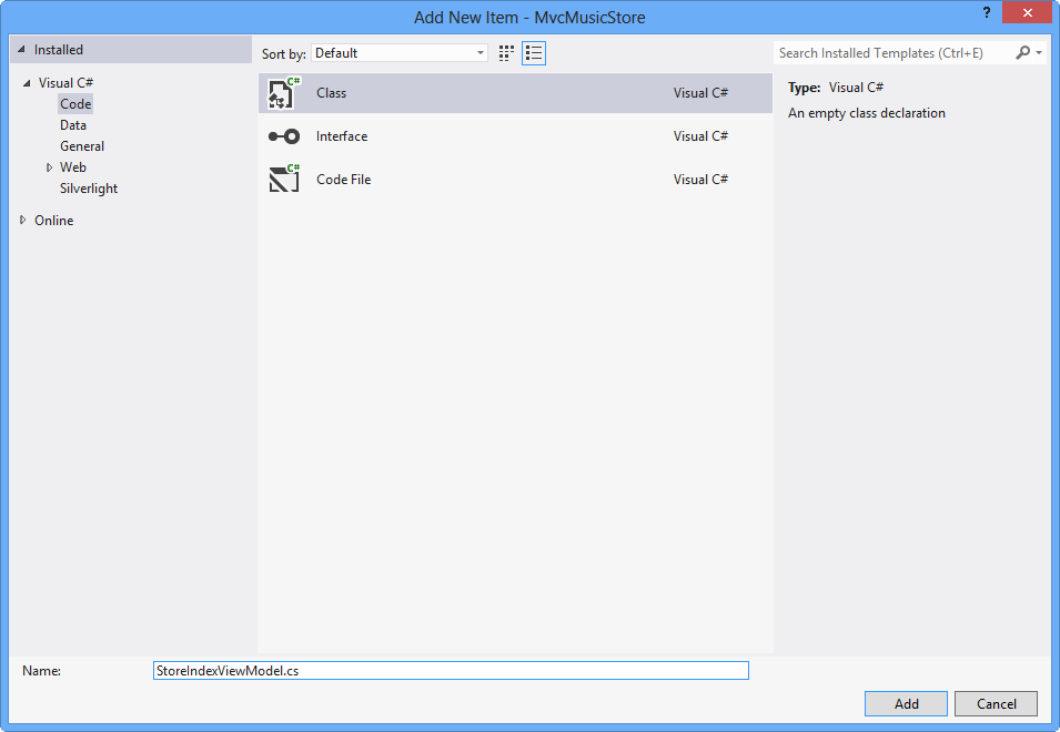 Creating StoreIndexViewModel class