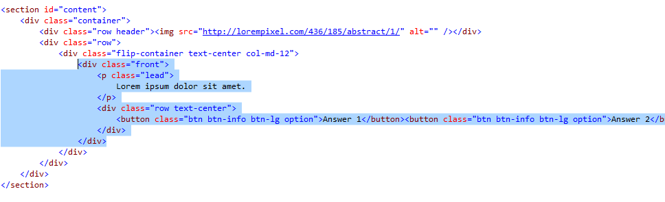 HTML element selected in the Visual Studio HTML editor HTML element selected in the Visual Studio HTML editor