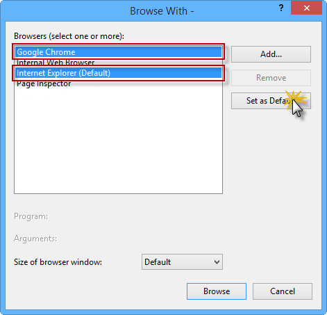 Browse with dialog box