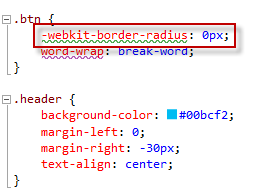 -webkit-border-radius property of the btn selector