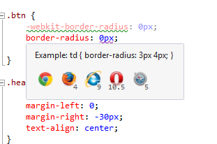 Browser matrix tooltip