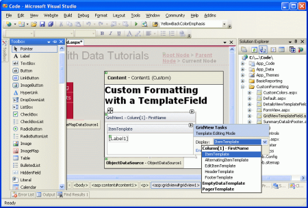 The GridView's Templates Can Be Edited Through the Designer