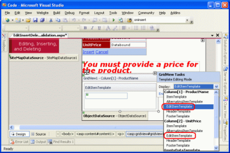 We Need to Extend the ProductName and UnitPrice's EditItemTemplates
