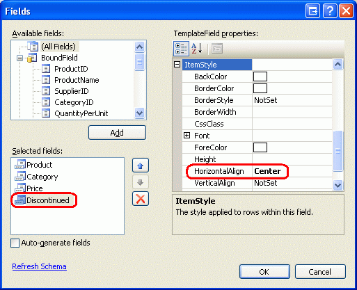 Center the Discontinued CheckBox
