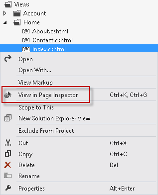 Selecting a file to preview in Page Inspector